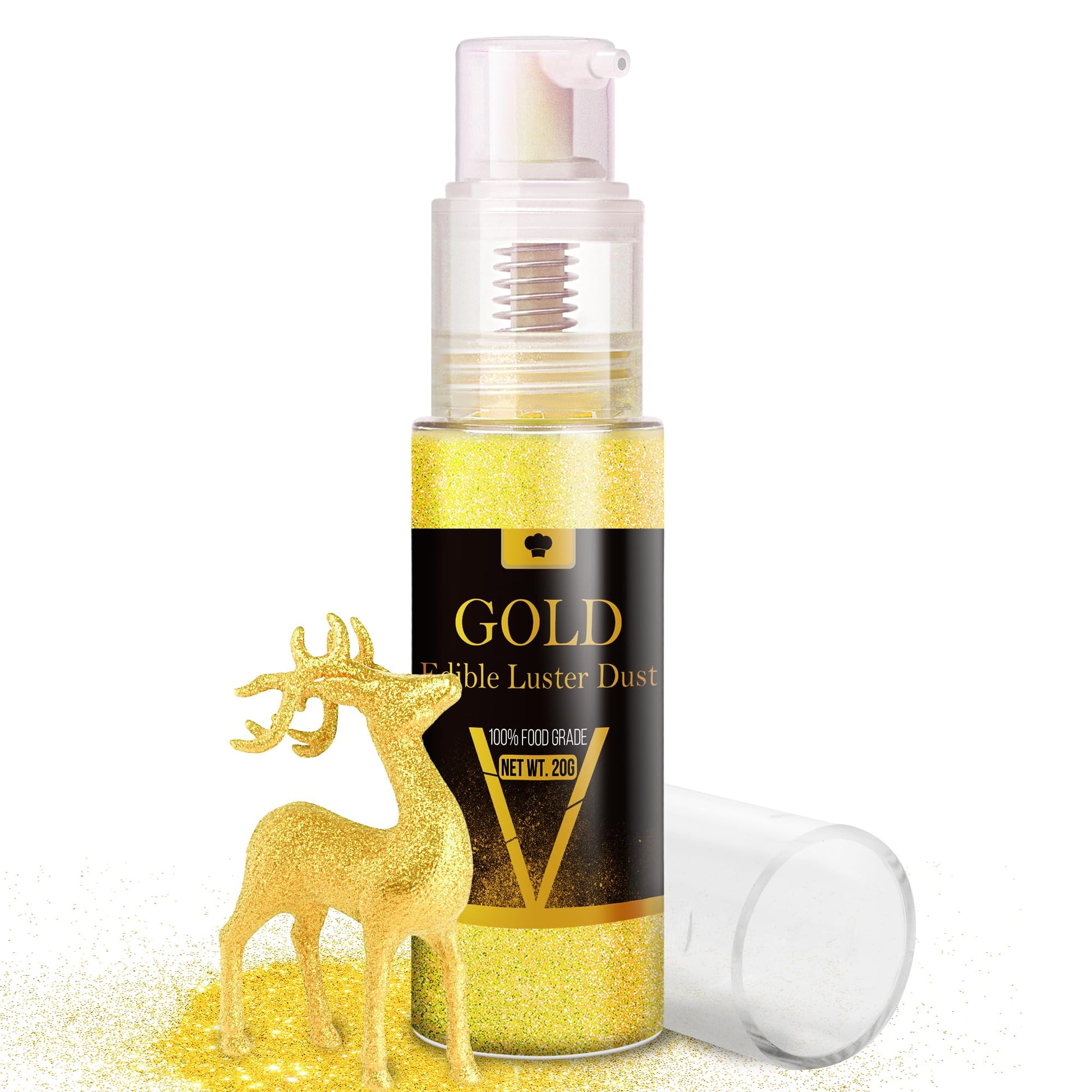 Vividye Edible Glitter Spray - Luster Dust Powder for Baking & Drinks, 20g, Gold