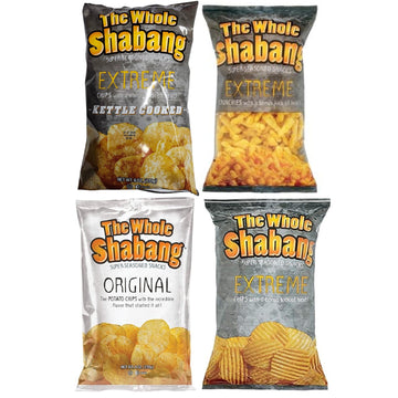 Generic The Whole Shabang Potato Chips Variety Pack of 4, Extreme, Extreme Kettle, Extreme Crunchies, Original. 6 oz bags