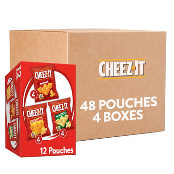 Cheez-It, Baked Snack Cheese Crackers, Variety Pack, Original, White Cheddar, Cheddar Jack, 12.1Oz (4 Count)