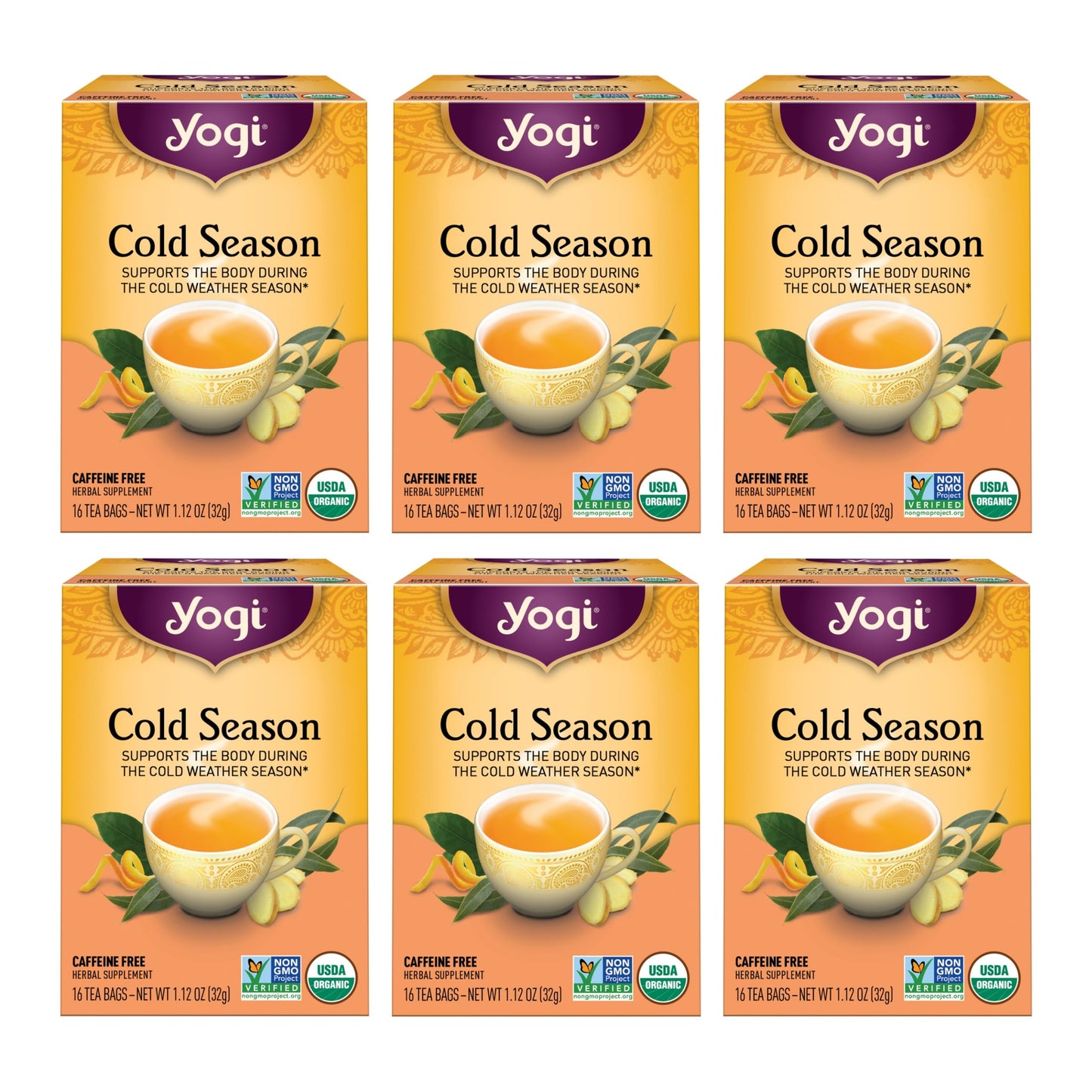 Yogi Tea Cold Season Tea - 16 Tea Bags per Pack (6 Packs) - Organic Respiratory Tea for Support During Colder Seasons - Includes