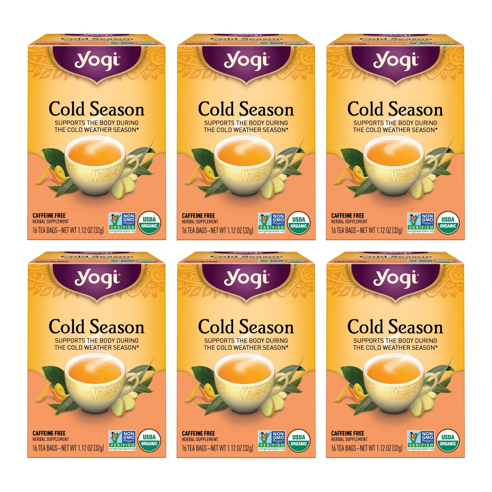Yogi Tea Cold Season Tea - 16 Tea Bags per Pack (6 Packs) - Organic Respiratory Tea for Support During Colder Seasons - Includes