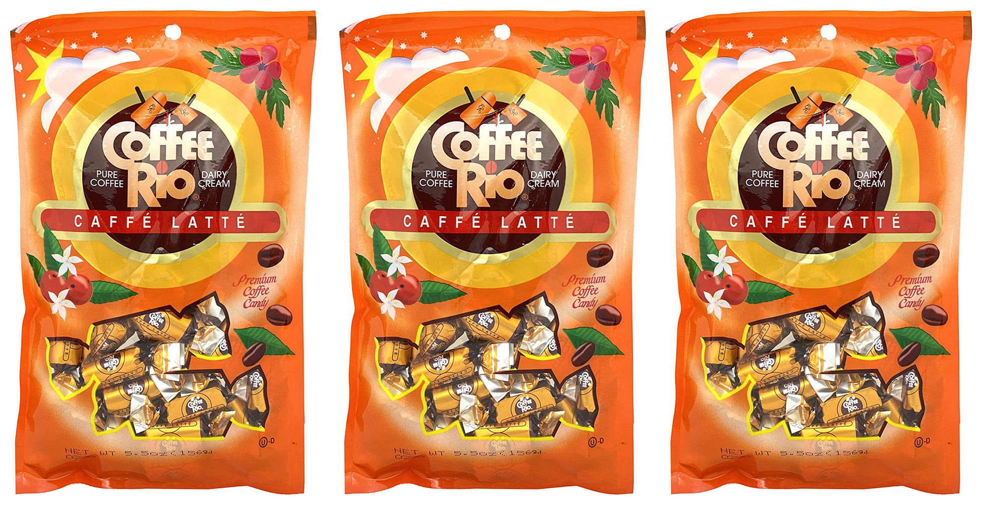 Adams  Brooks Coffee Rio Coffee Candy Pack Of 3 - Coffee Caramels 55 Ounces - Made With Real Coffee And Cream, Kosher Candy (Caf