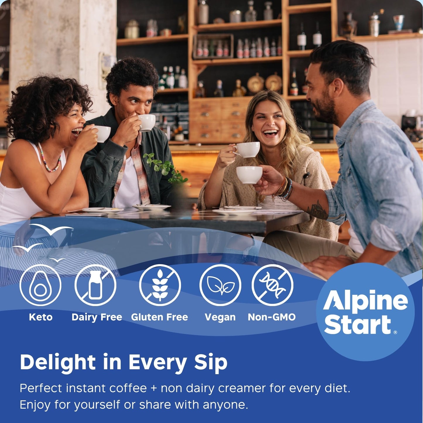 Alpine Start Instant Coffee Packets With Creamer Single Serve - Individual Latte Powder Mix From Arabica Coffee Beans With Non-Dairy Cream For Travel, Hiking, Backpacking (0.49 Oz) Box Of 5 Sticks