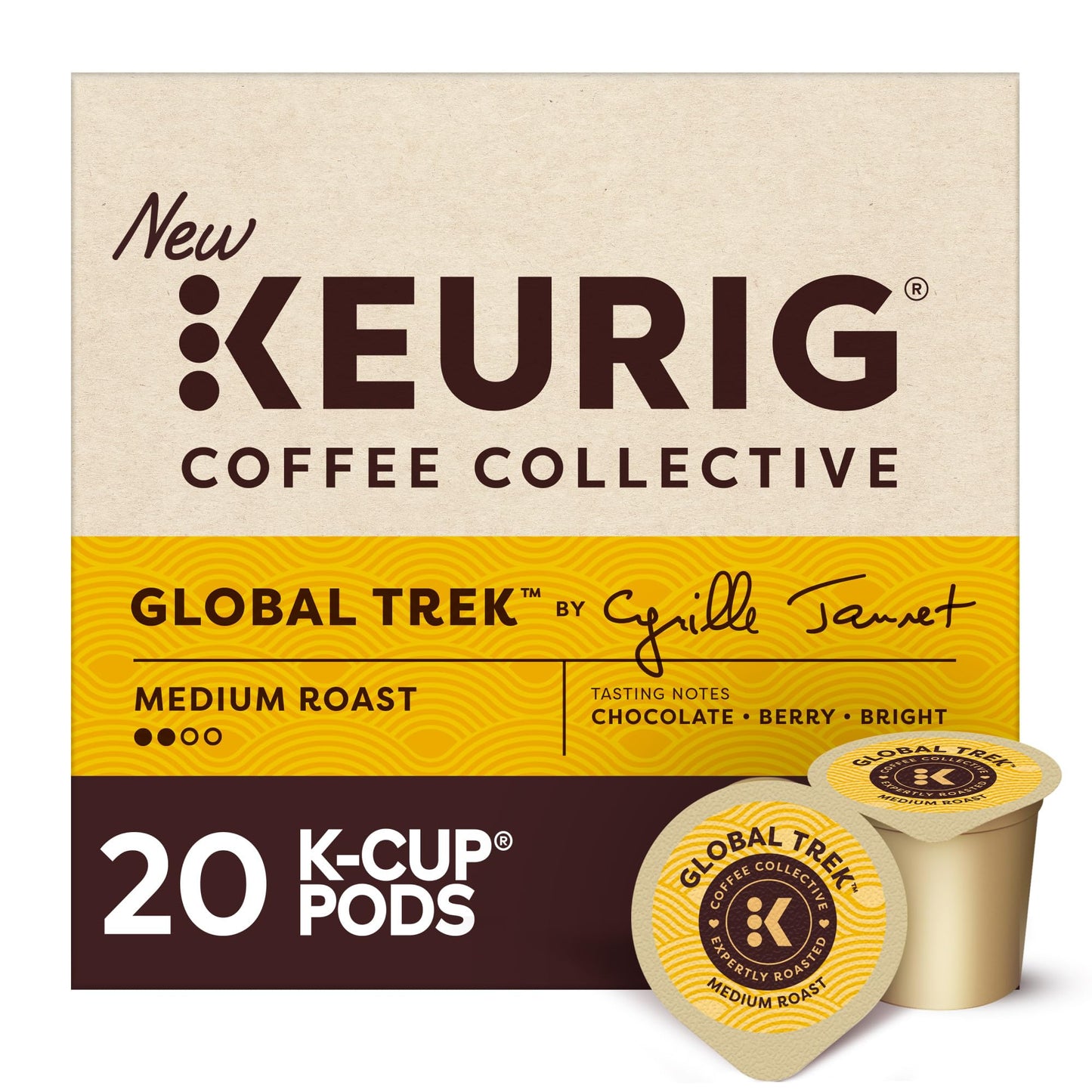 Keurig Coffee Collective  Global Trek By Cyrille Jannet  Medium Roast Coffee  Single Serve Keurig K-Cup Pods  20 Count