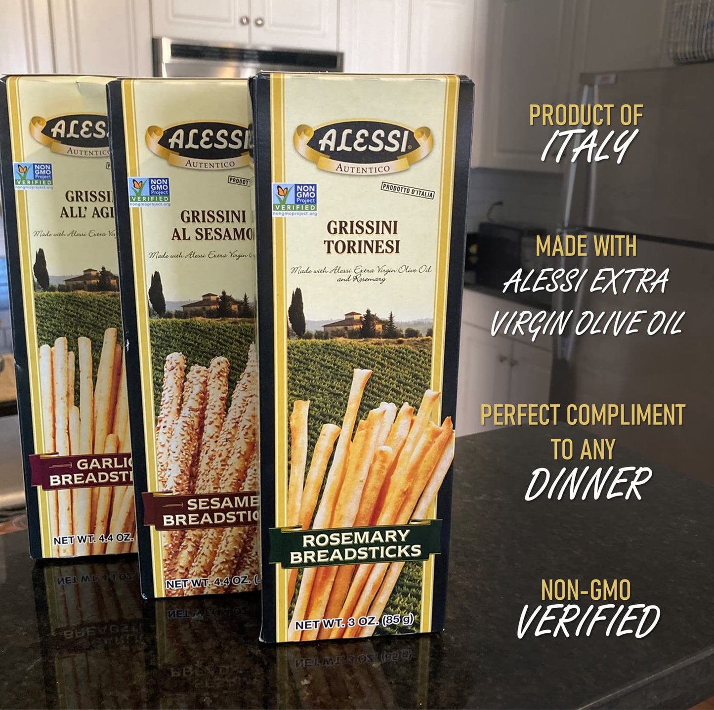 Alessi Garlic Breadsticks, 4oz Boxes (Pack Of 12)