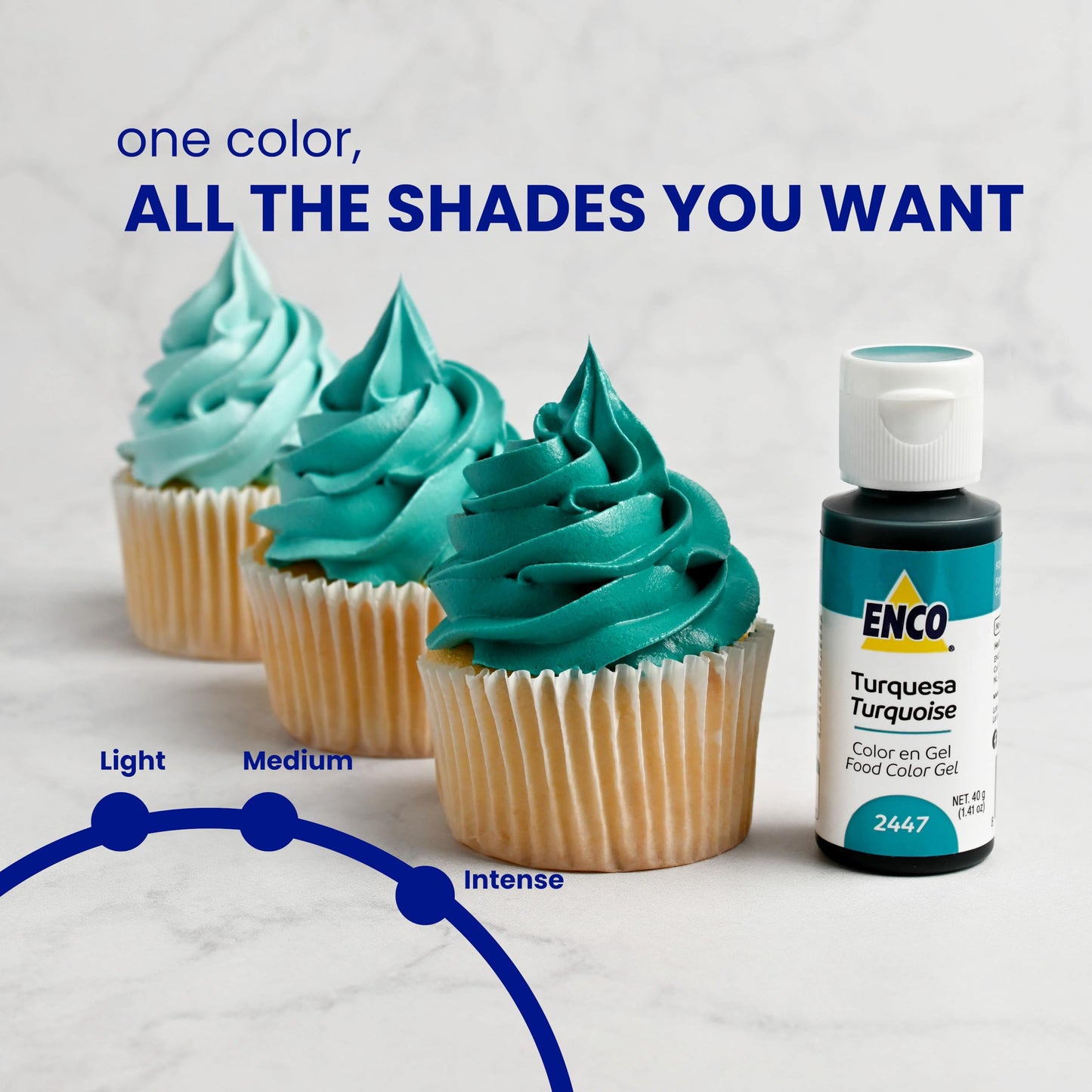 Enco Food Coloring Gel Turquoise 1.41 Oz (40G) Concentrated, Vegan