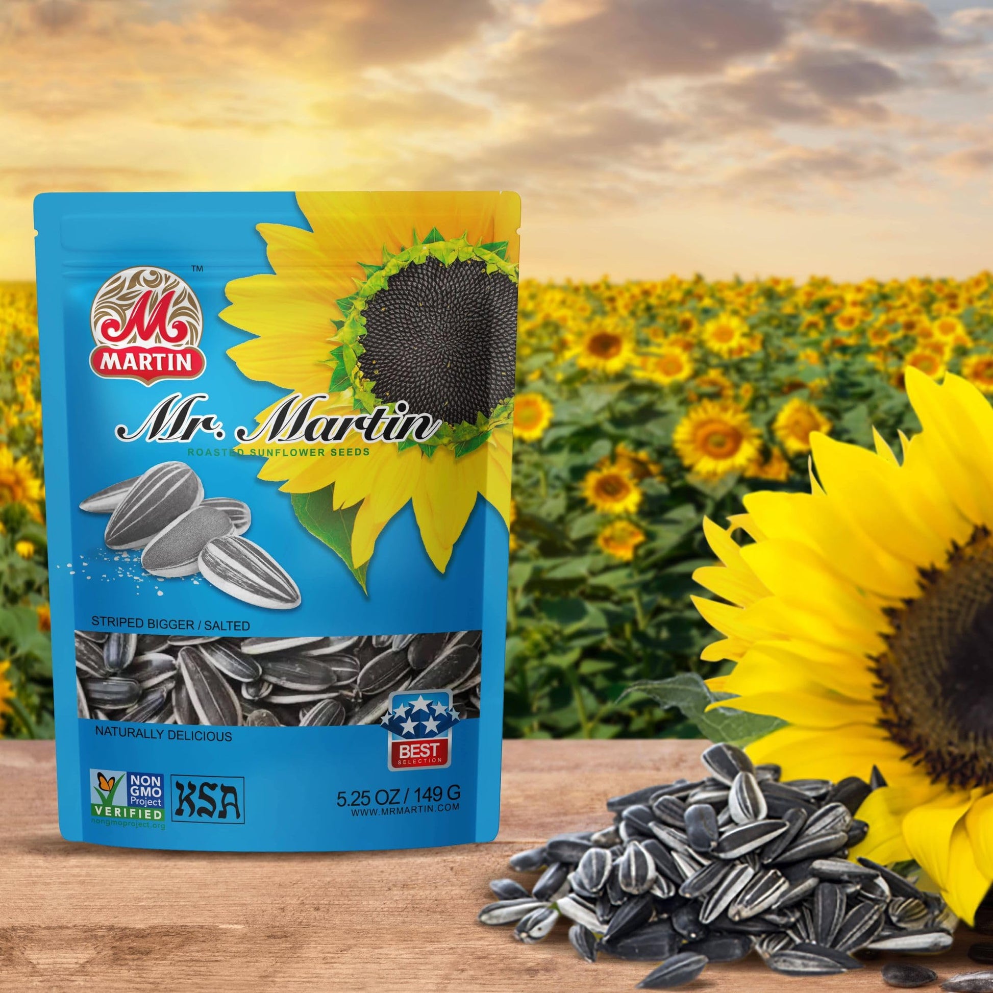 MR. MARTIN Freshly Roasted Salted Sunflower Seeds To Eat - Non-GMO, Crunchy, Kosher, Delicious, Vegan, Keto Friendly Snack - 5.2
