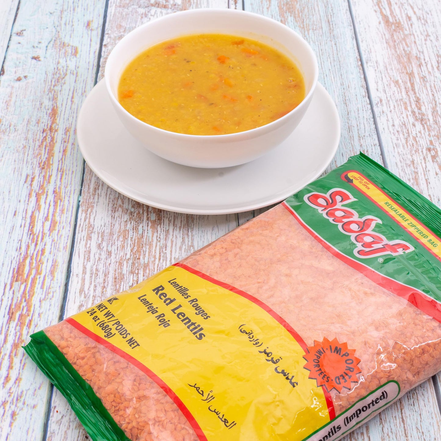 Sadaf Red Lentil Beans, Kosher, 24 Oz, In A Resealable Zipper Bag