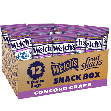 Welch s Fruit Snacks, Concord Grape Snack Box, Gluten Free, 5oz Snack Packs (Pack of 12)