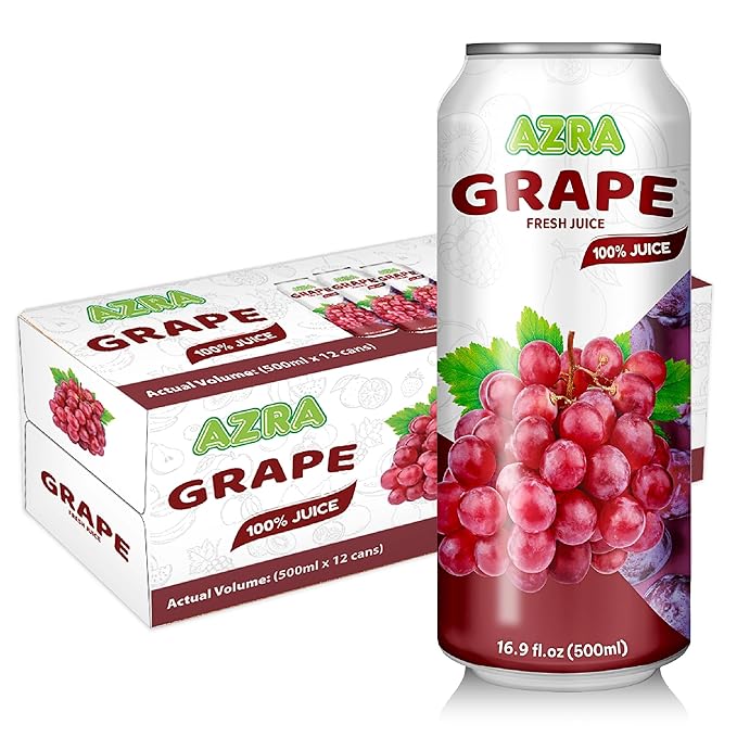 AZRA 100% Organic Juice – 500ml Cans, Zero Sugar Beverages Variety Pack for Healthy Kids & Adults