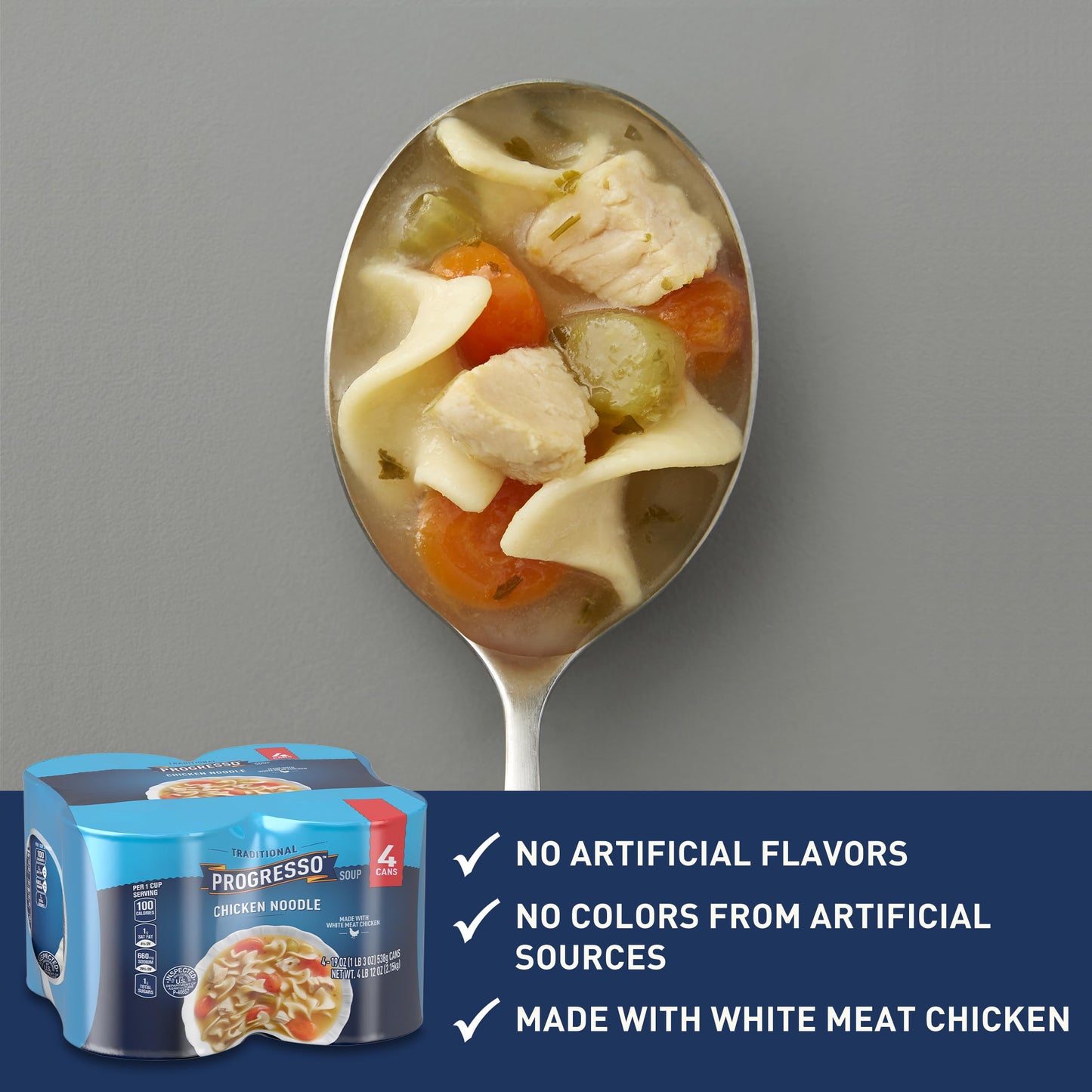 Progresso Traditional, Chicken Noodle Soup, Ready To Serve, 19 Oz., 4 Pack
