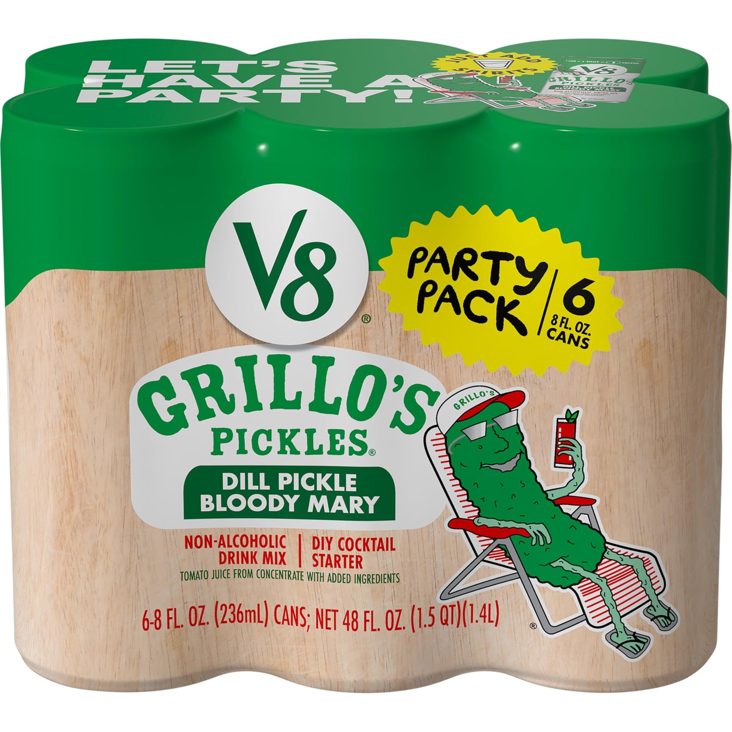 V8 Dill Pickle Bloody Mary Mix, 8 fl oz Can, Pack of 6