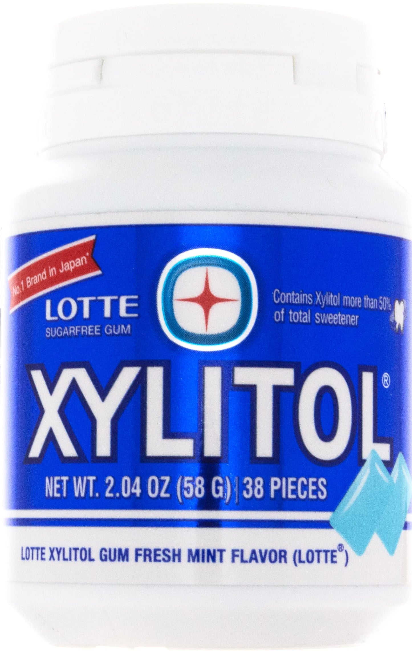 Lotte Xylitol Fresh Mint Gum, 2.04 oz, Blue, Pack of 1