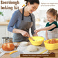 BICRET Sourdough Starter Kit – Complete Baking Supplies for Beginners, 2 Silicone Proofing Baskets, Yellow, Model FJ-3-4C
