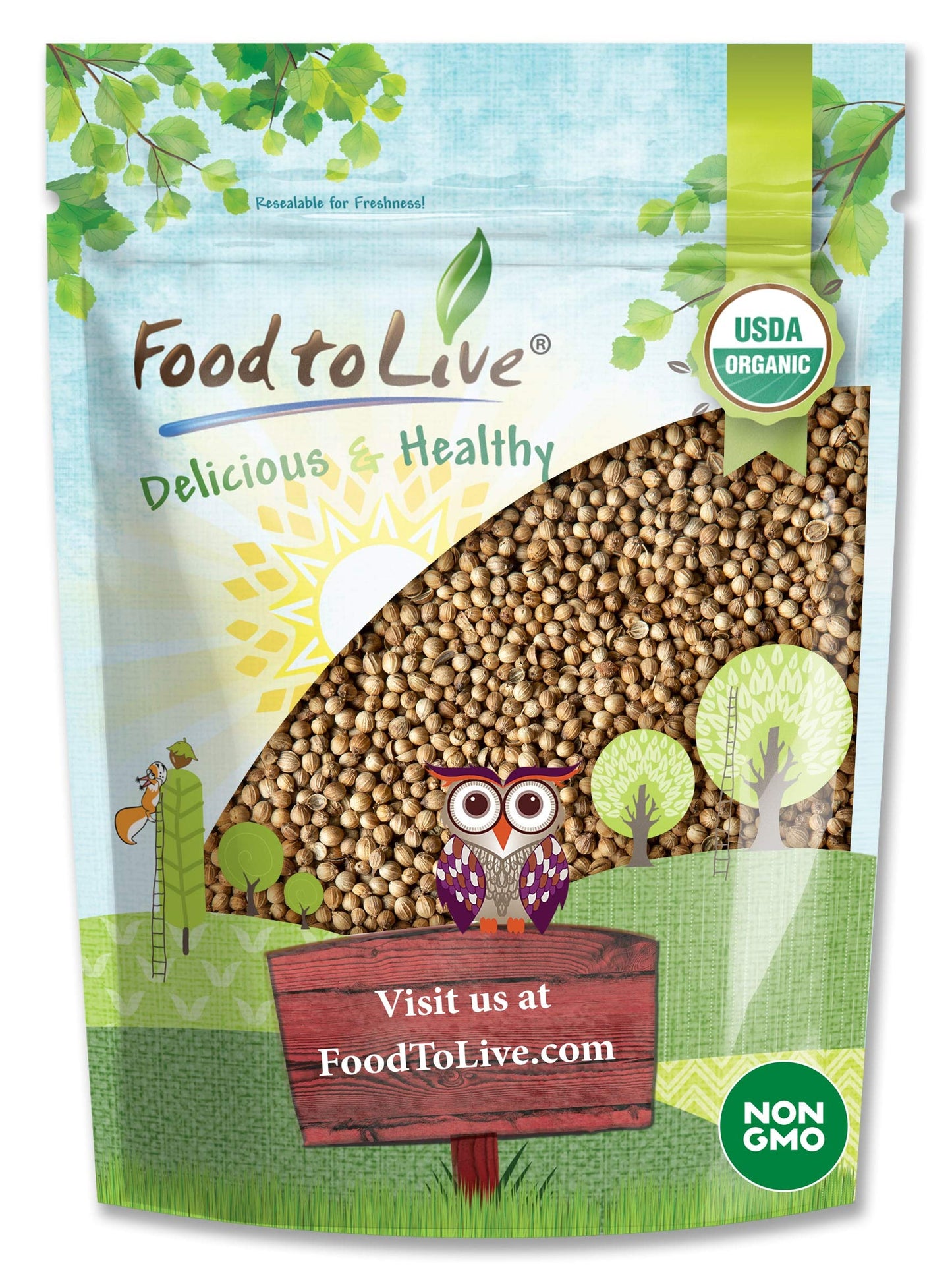 Organic Coriander Seeds, 8 Ounces - Whole, Non-GMO Spice, Non-Irradiated, Vegan, Dry, Bulk, High in Dietary Fiber, Copper, Manga