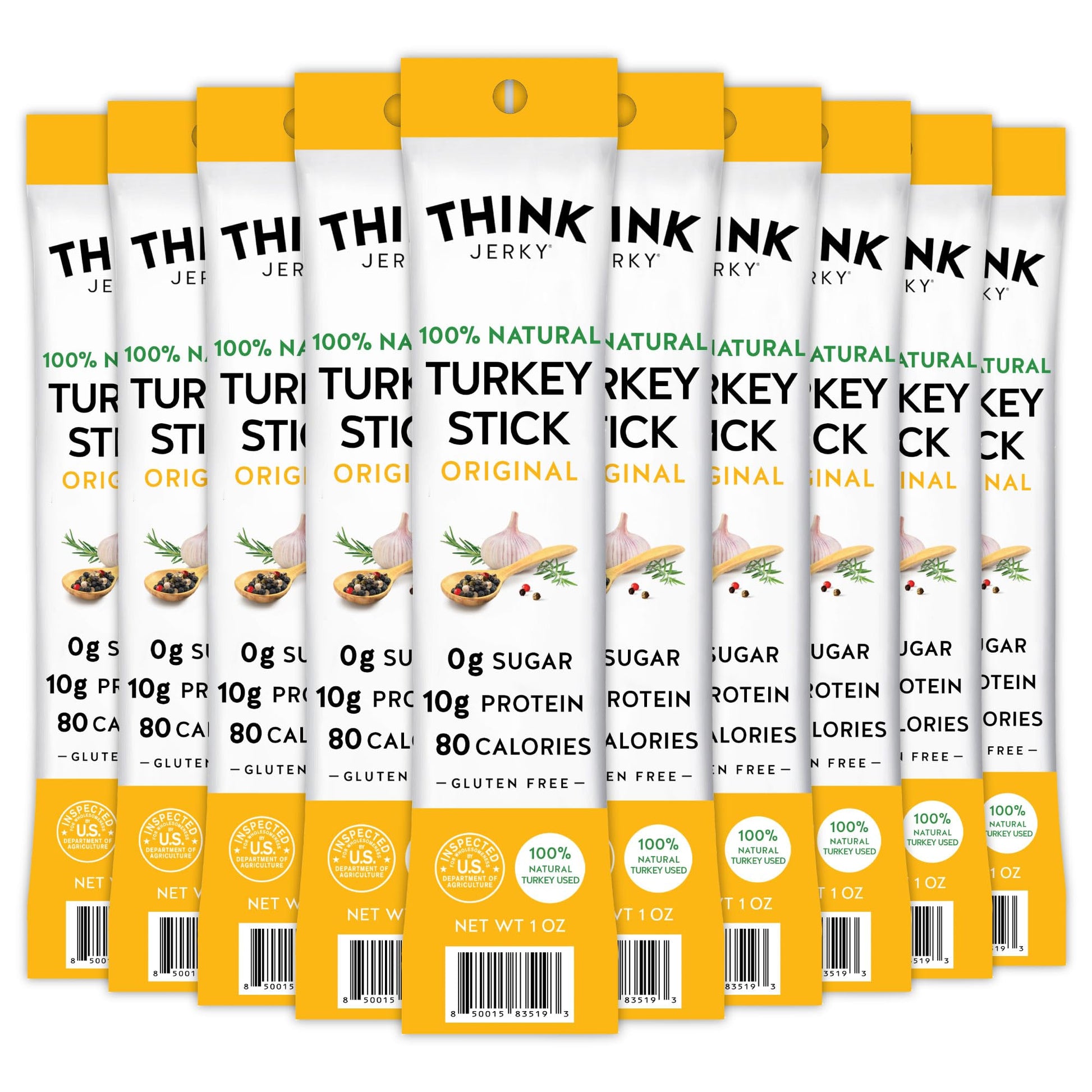 Think Jerky All-Natural Turkey Sticks, Sugar Free, Gluten Free, High Protein, 1 Ounce (Pack of 20)