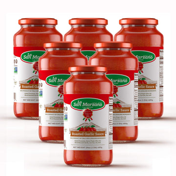 La San Marzano Roasted Garlic Pasta Sauce, All Natural, Vegan, Gluten Free, 24 oz, Pack of 6