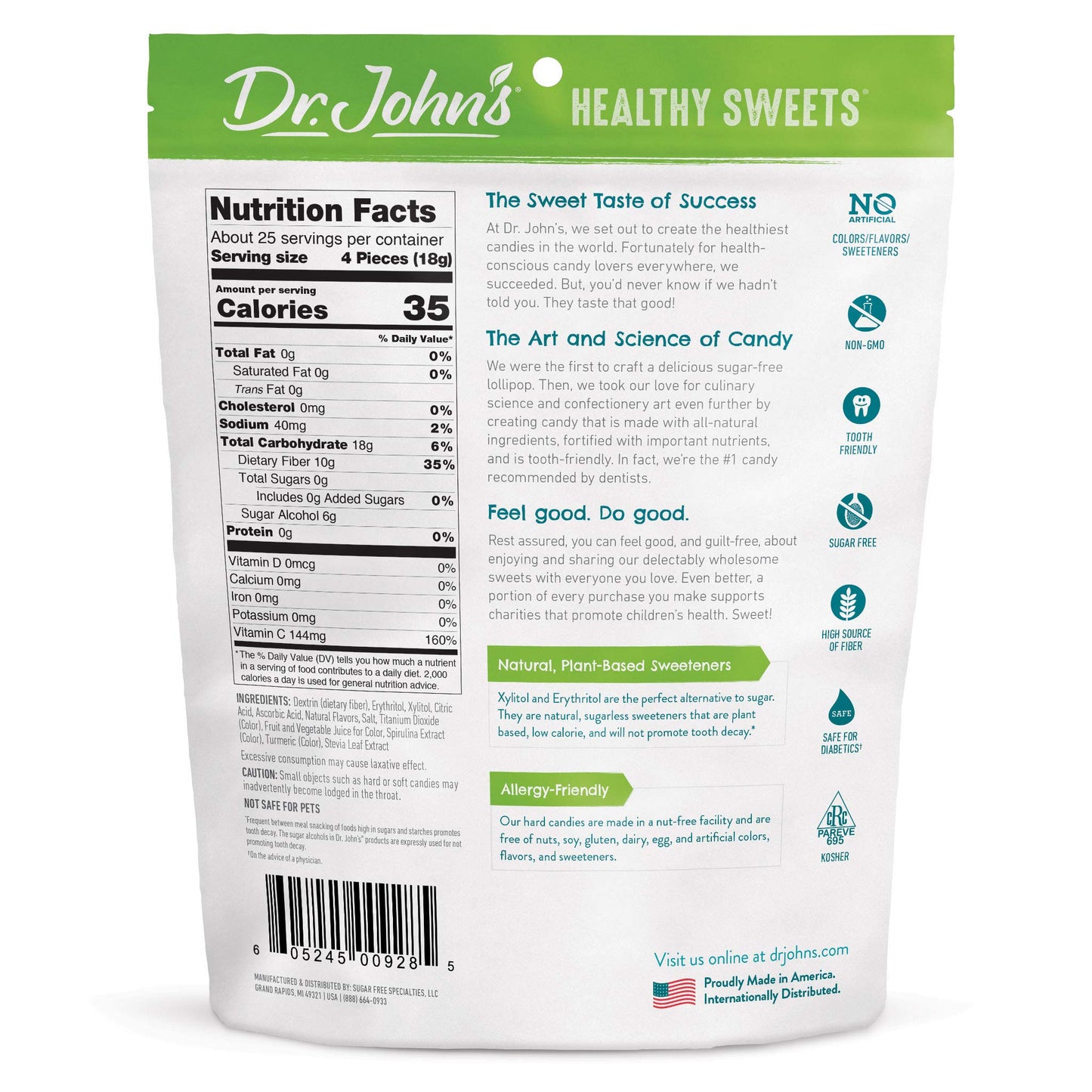 Dr. Johns Sugar Free Candy, Healthy Hard Candy With Zero Sugar, Low Calorie Snacks, Keto Friendly, Vegan, Gluten Free, Assorted