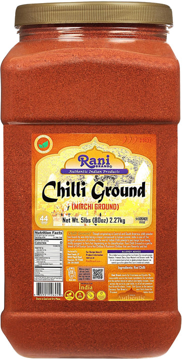Rani Chilli Powder (Mirchi) Ground Indian Spice 80oz (5lbs) 2.27kg Bulk PET Jar ~ All Natural | Salt-Free | Vegan | No Colors | 