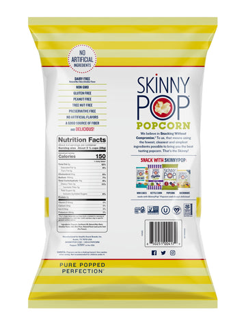 Skinnypop Popcorn, Gluten Free, Non-Gmo, Healthy Snacks, Skinny Pop Dairy Free White Cheddar Popcorn, 4.4Oz Grocery Size Snack B