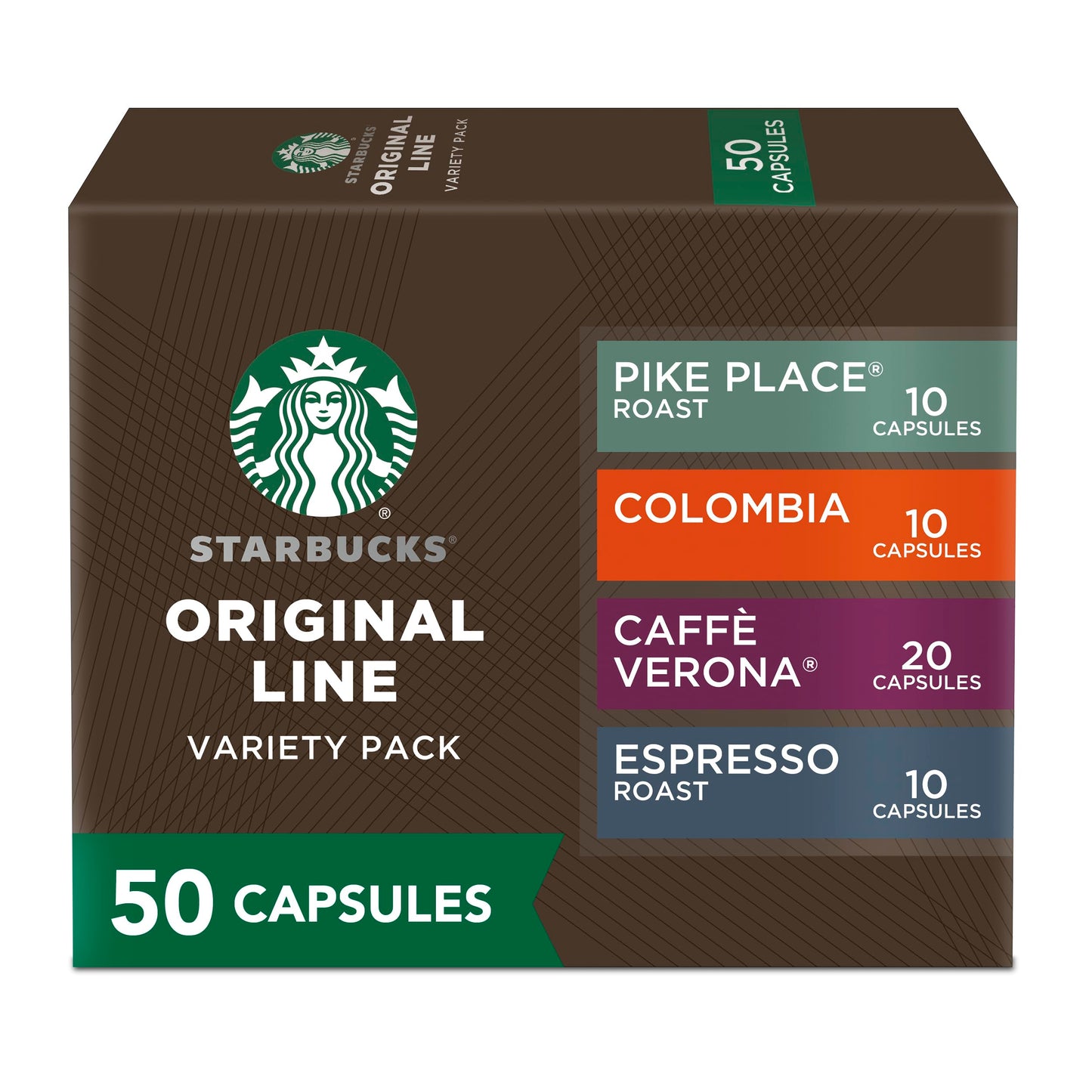 Starbucks by Nespresso Espresso Pods, Intense Variety Pack, 50-count, Original Line
