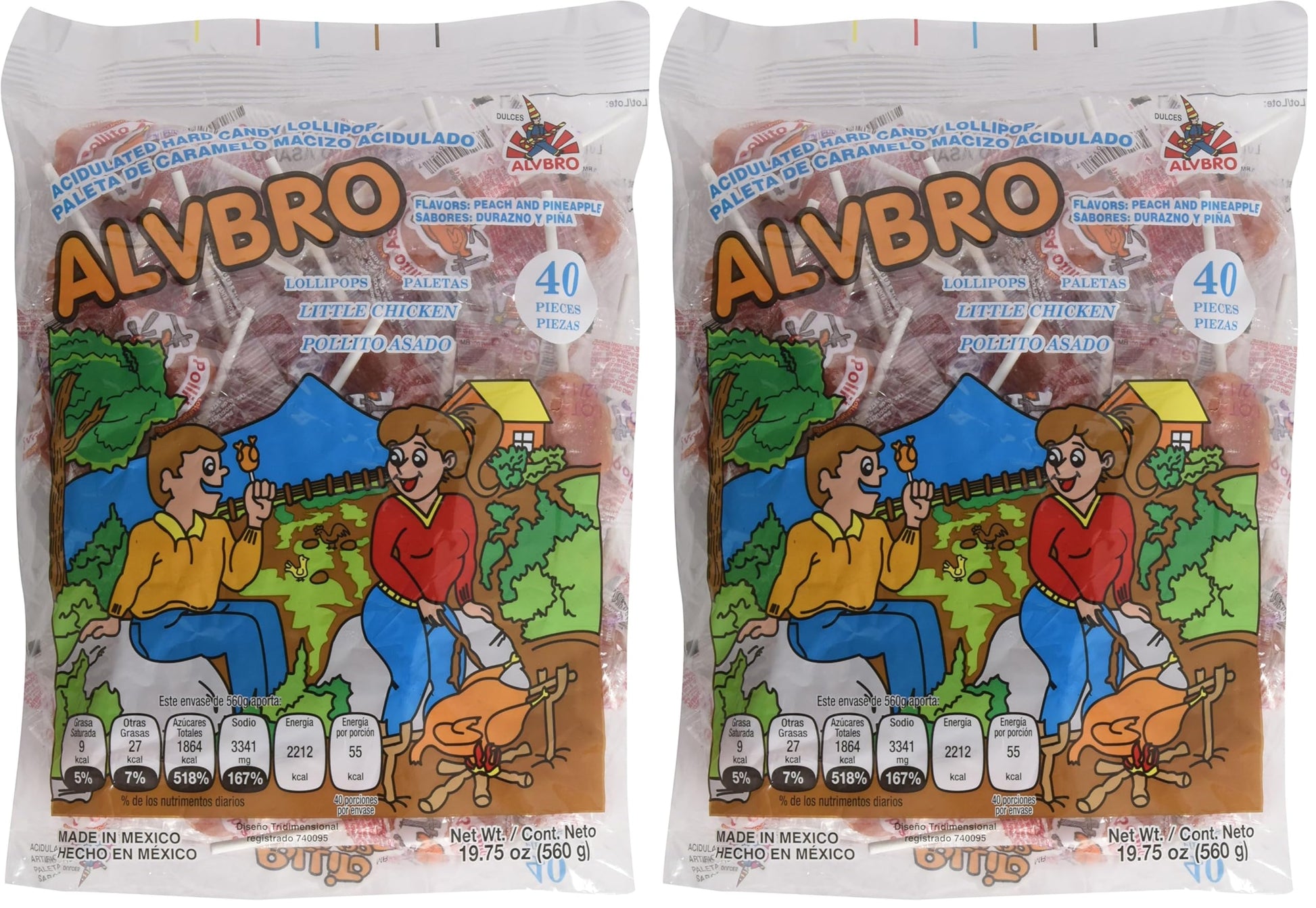 Alvbro Pollito Asado (Little Chicken Lollipop Hot) (Pack of 2)