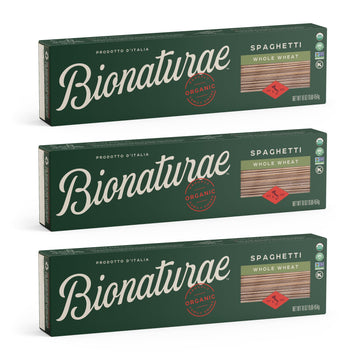 Bionaturae Whole Wheat Spaghetti Pasta Noodles - High Protein, Non-GMO, Kosher Certified - 16 Oz, Pack of 6