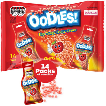 DOUzzle Back To School Oodles Cherry Tiny Tangy Fruity Chews Mix (12 Count, 1 Pack) Individually Wrapped, Party Favor, Goodie Ba