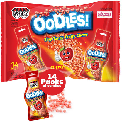 DOUzzle Back To School Oodles Cherry Tiny Tangy Fruity Chews Mix (12 Count, 1 Pack) Individually Wrapped, Party Favor, Goodie Ba
