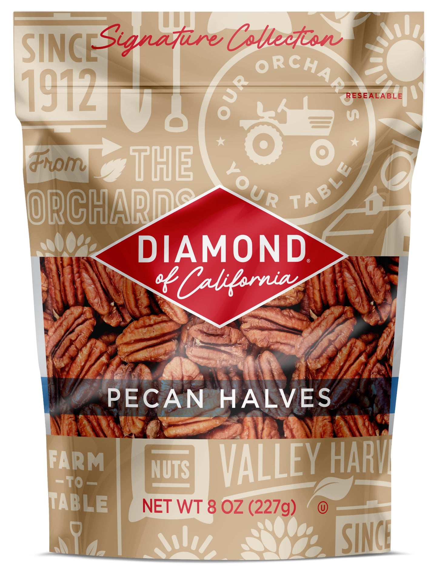 Diamond of California Signature Collection Raw Pecan Halves and Pieces  Shelled Pecans for Wholesome Snacking or Topping Your Favorite Dishes  8 oz.