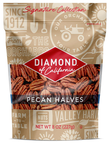 Diamond of California Signature Collection Raw Pecan Halves and Pieces  Shelled Pecans for Wholesome Snacking or Topping Your Favorite Dishes  8 oz.