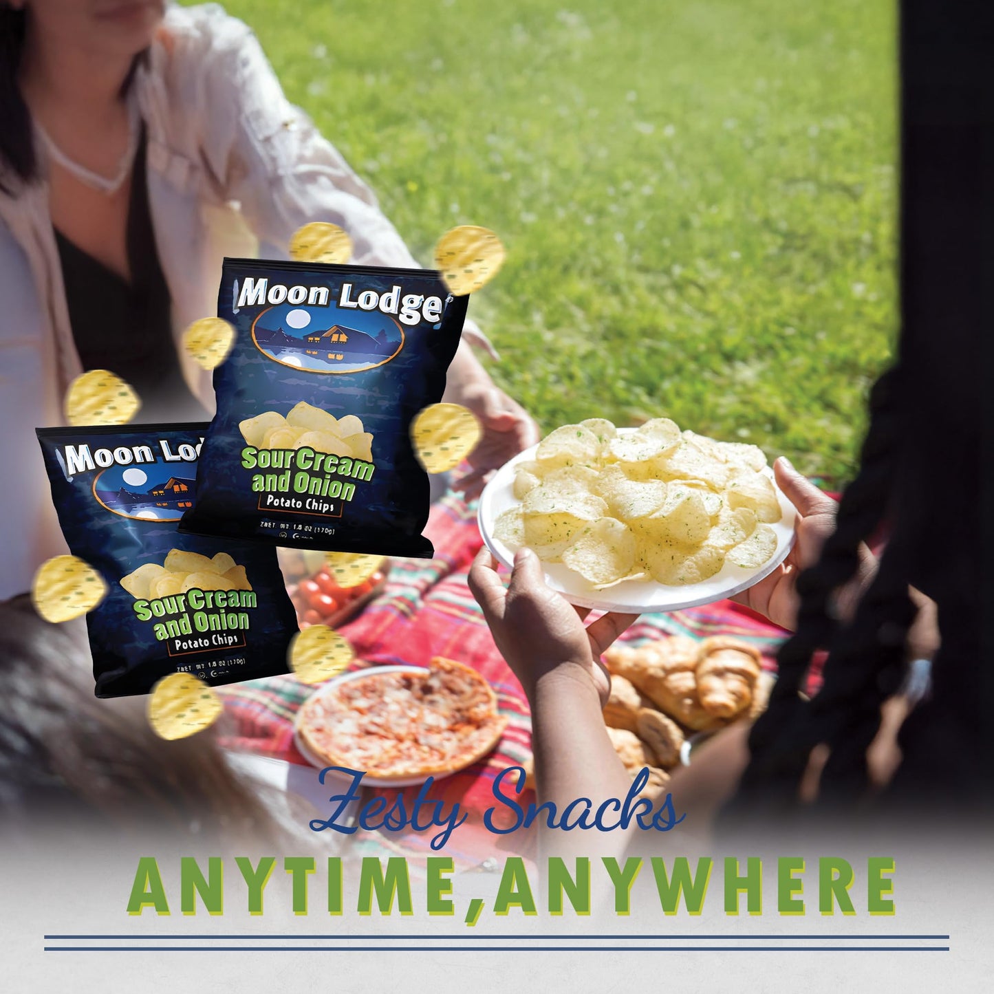 Moon Lodge 21 Pack Sour Cream & Onion Potato Chips - Kosher & Halal Snacks For All Ages, Perfect For Parties & Movie Nights (1.5