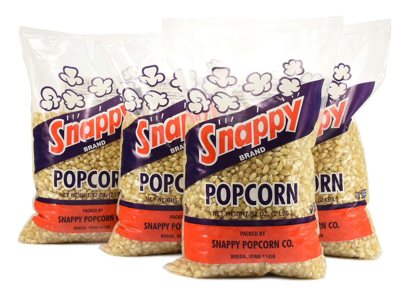 Snappy White Popcorn Kernels, 2Lb Bags, 4 Pack