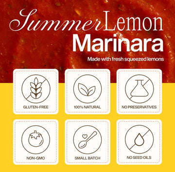 Summer Lemon Marinara Pasta Sauce, 25 Oz Jar (2-Pack), Fresh Citrus Zest, Gluten-Free, Non-Gmo, Multi-Use Tomato Sauce With Clea