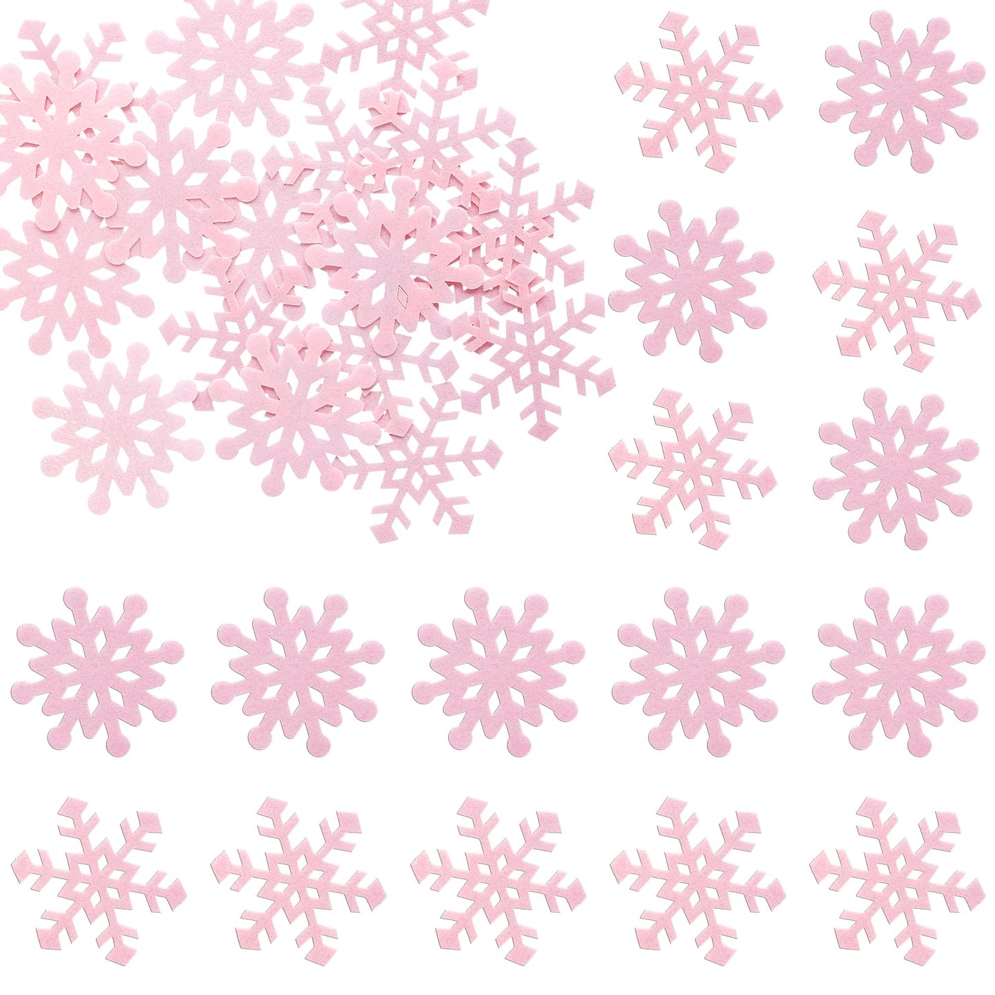 Gyufise Edible Snowflakes Cupcake Toppers - 60Pcs Wafer Paper Sprinkles for Christmas Winter - Pink