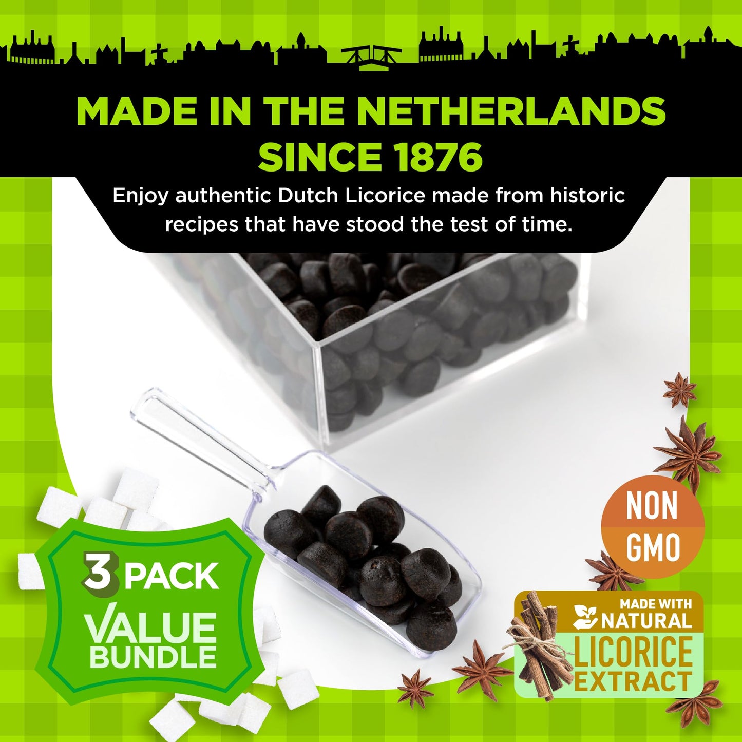 Gustaf'S Dutch Licorice Drops - 3 Pack Of 5.2Oz Bags - Sweet Black Licorice Candy Drops - Dutch Candy From Netherlands - Sweet B