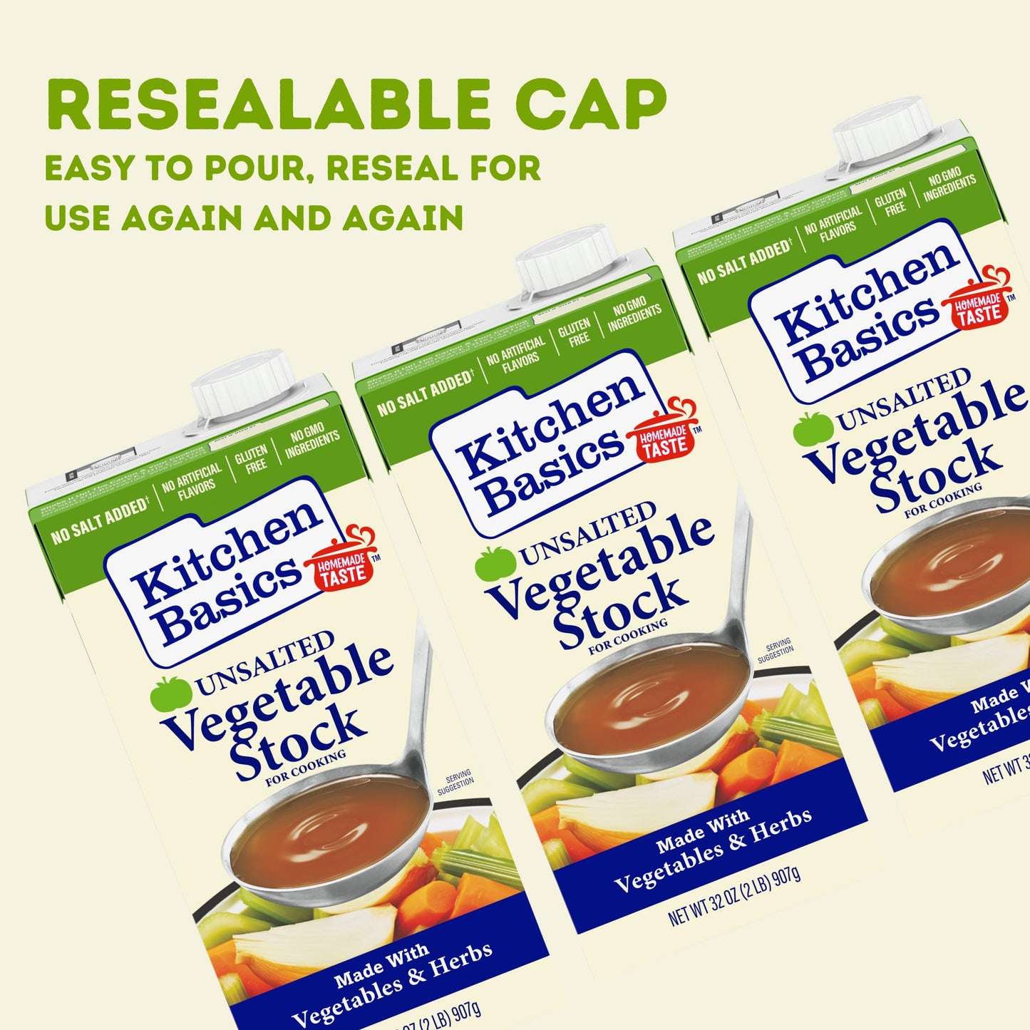 Kitchen Basics Unsalted Vegetable Stock, 32 oz (Pack of 12) For Delicious Dishes and Enhanced Flavors, Great for Vegetarian Reci
