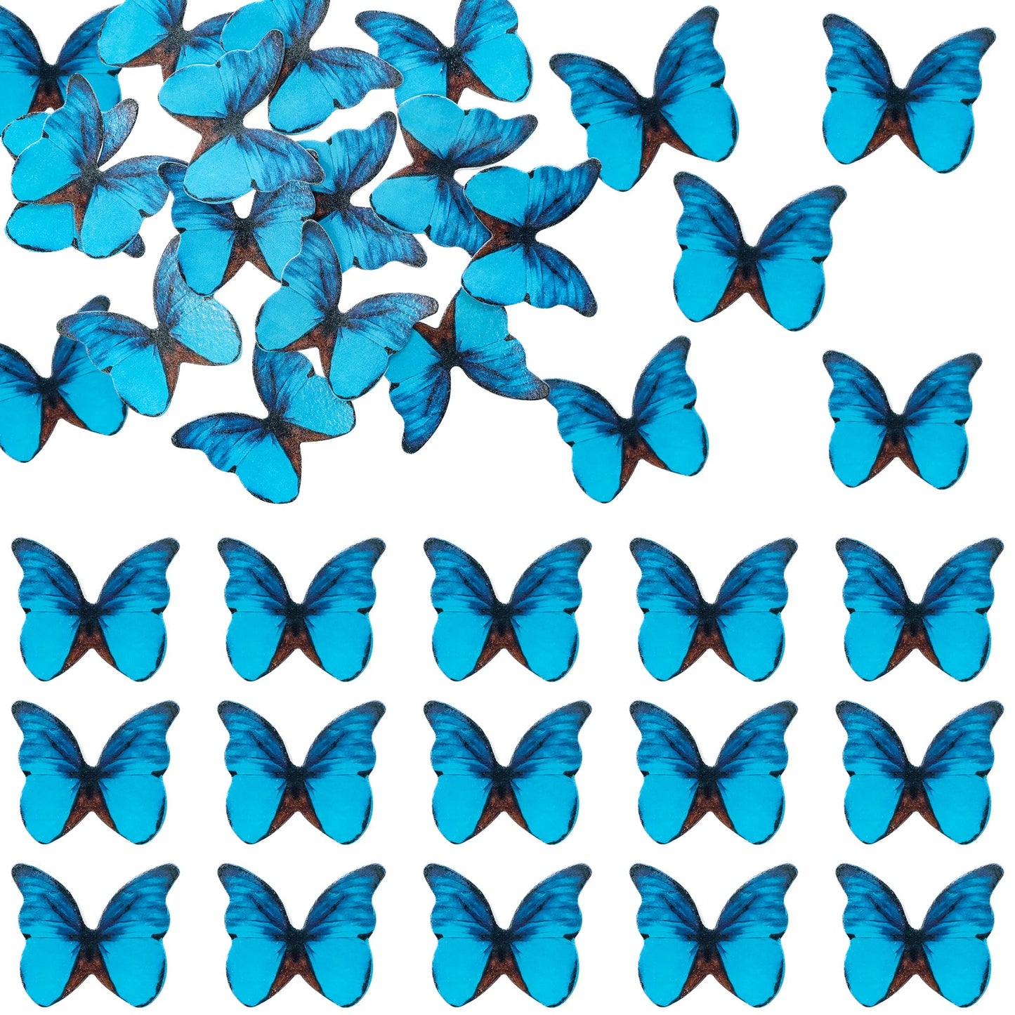 Ephlyn 48Pcs Edible 3D Cute Butterfly Cupcake Toppers For Baby Shower, Bridal Shower, Boys Girls Birthday Party Cake Decorations