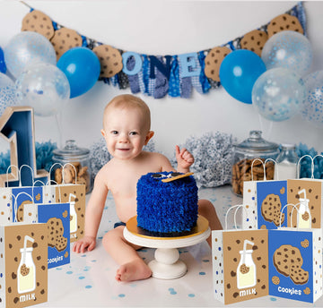 Lsaepon Cookies Milk Birthday Party Favor Gift Bags, Cookie and Monster Theme Birthday Party Goodie Bags- Milk and Cookies Baby