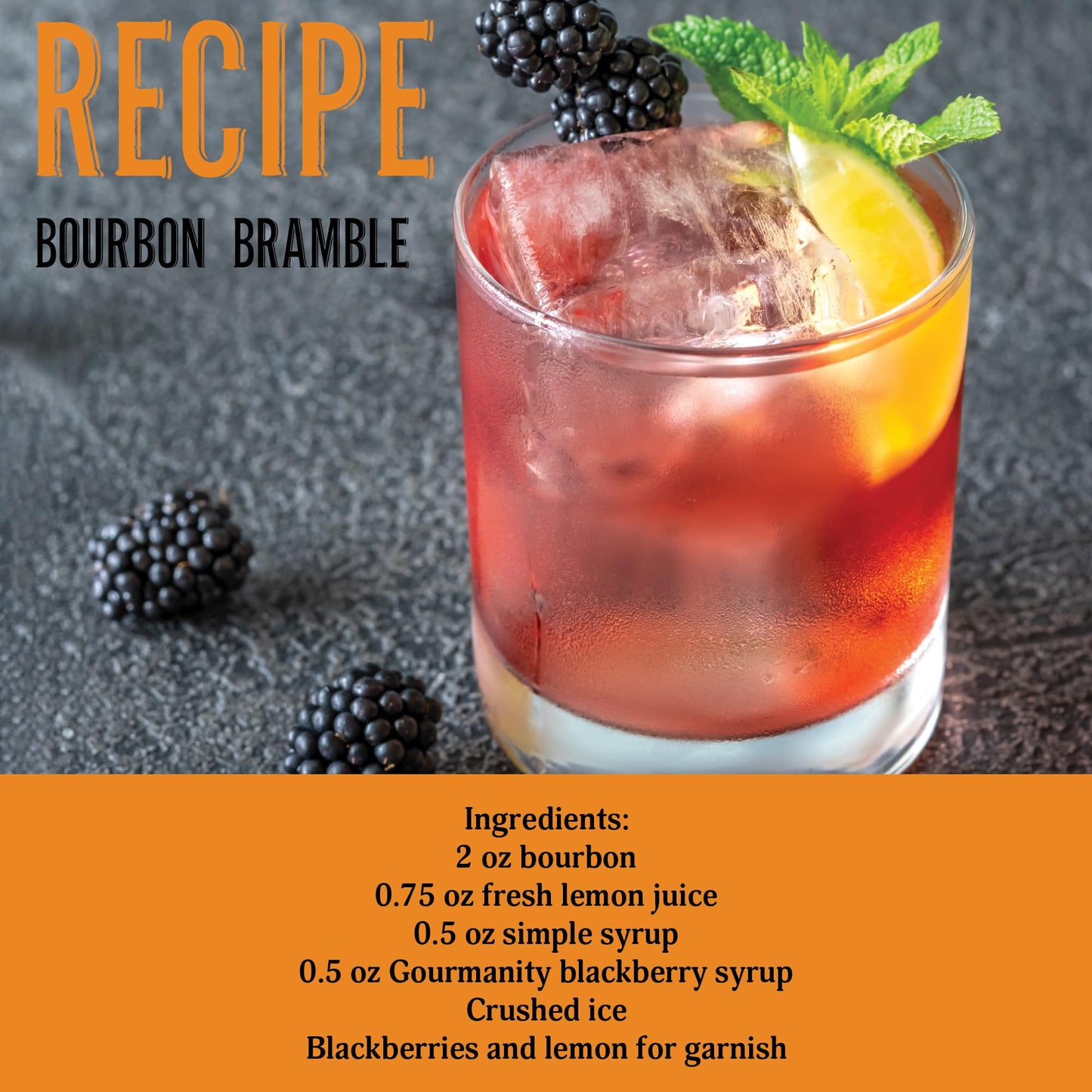 Gourmanity Blackberry Syrup, 3 Ingredients Only, Sweet And Tart Flavor, Great For Soda, Iced Tea, Lemonade And Cocktails, No Art