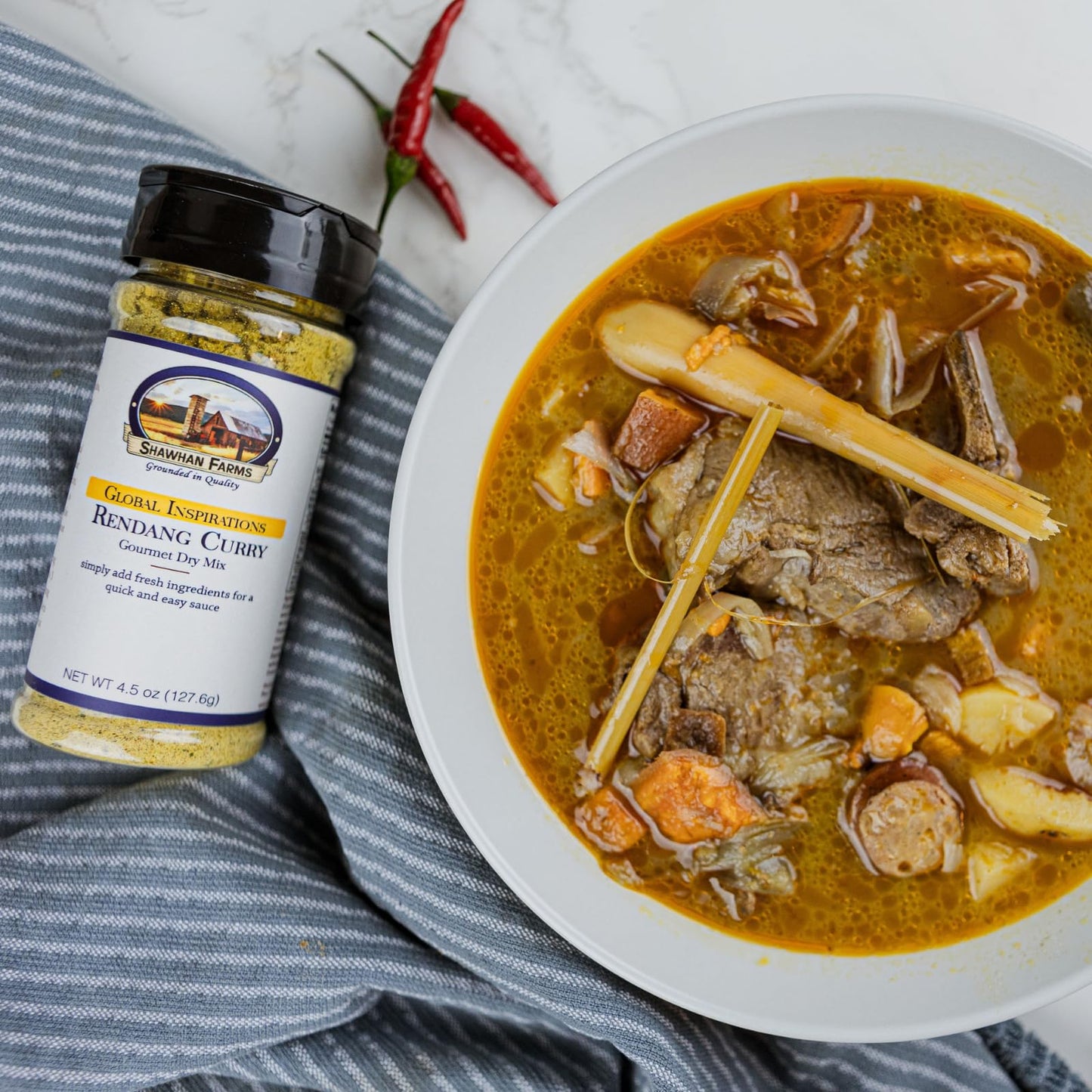 Shawhan Farms Rendang Curry Dry Sauce Mix - Non-GMO, Dairy Free, 4.5 Ounce Jar