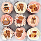 Cyodoos Edible 40Pcs Highland Cow Cupcake Toppers Farm Animals Cupcake Picks Highland Cow Theme Baby Shower Kids Birthday Party