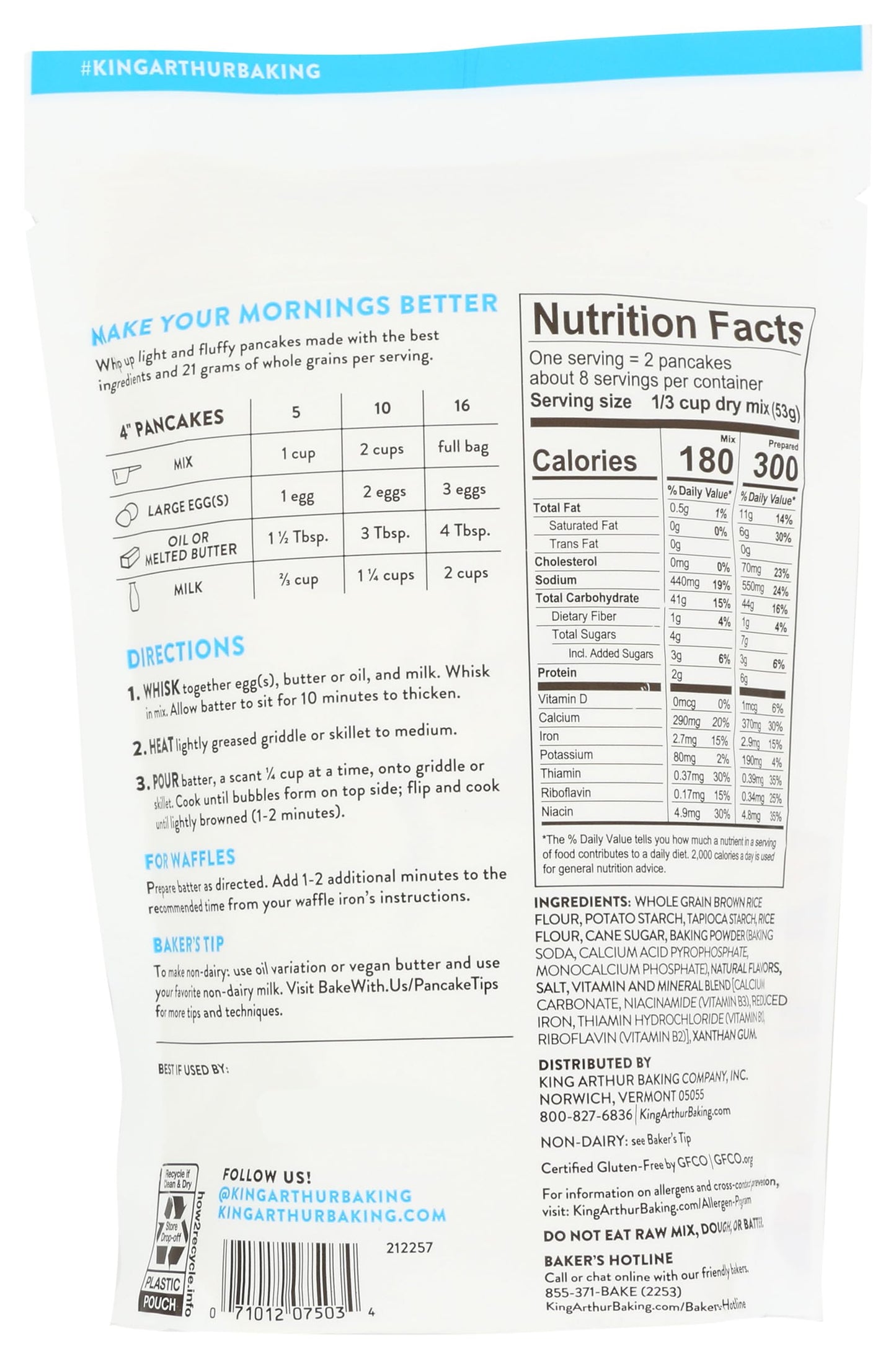 King Arthur Gluten-Free Pancake Mix,15 oz
