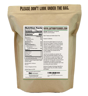 Anthonys Organic Pumpkin and Sunflower Seed Mix, Gluten Free, Unsalted, 2 lb, Non GMO, Model TS0417-A700ML-M1024