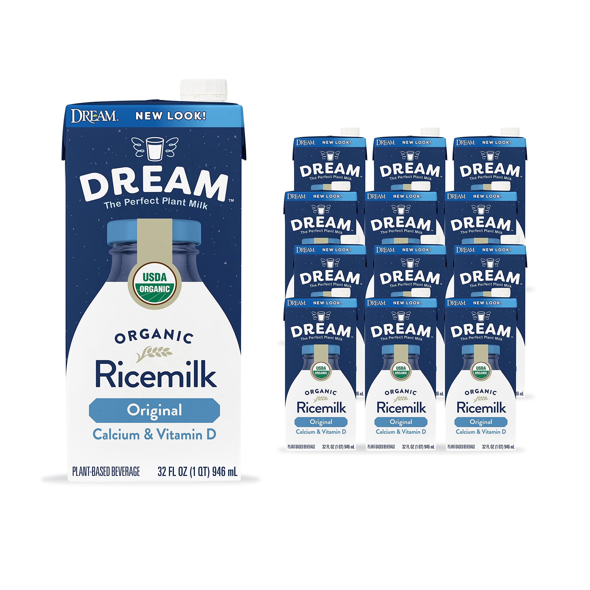 Rice Dream Organic Rice Milk Drink, Enriched Original, Calcium & Vitamin D, Vegan Dairy Alternative, Lactose Free, Shelf Stable,