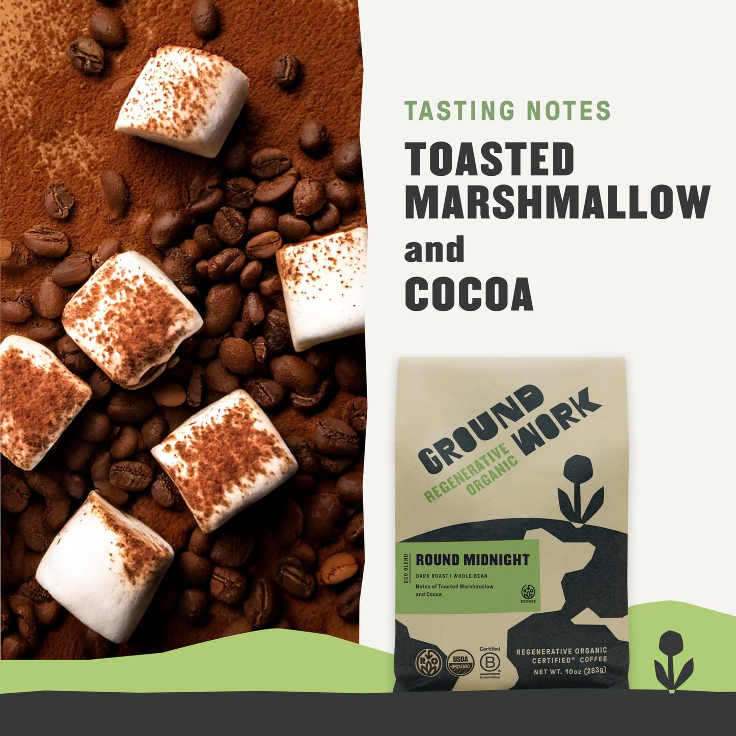GROUNDWORK COFFEE CO Organic Regenerative Round Midnight Whole Bean Coffee, 10 OZ