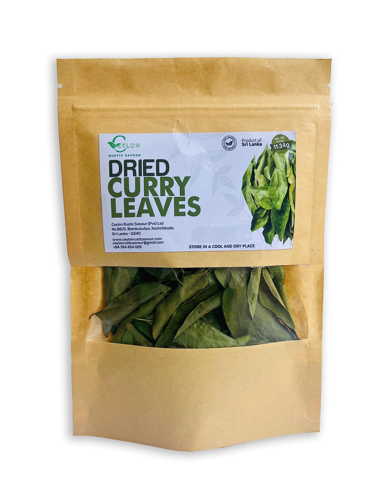 Ceylon Rustic Savour Dried Curry Leaves Organic 0.4 Oz Non-GMO Vegan Gluten Free Aromatic Flavor