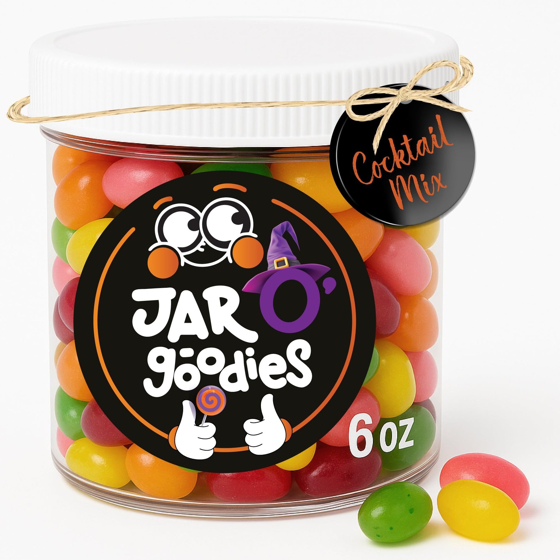 Jar O Goodies - Holiday  , Christmas Stocking Stuffers, Cocktail Classics Mix Jelly Beans Gift Set, Original Chewy Candies (6 Ounce, 1 Pack) Party Favor, Gluten & Nut Free, Kosher Parve