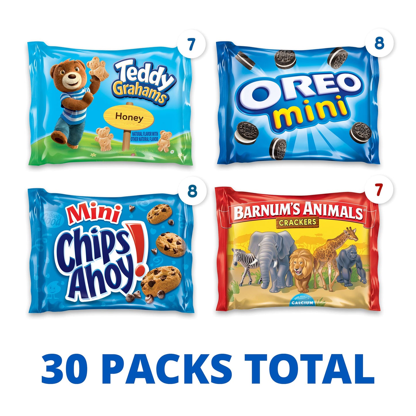 Nabisco Team Favorites Variety Pack, OREO Mini, CHIPS AHOY! Mini, Teddy Grahams Honey & Barnum s Animal Crackers, Christmas Sto