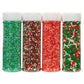 Holiday Sprinkles Set 4 Count 19.3 Oz Different Types in Jar, Cake- Cookies Sprinkles For Christmas-Party, Kosher,Green&White Su